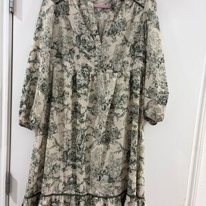 Umgee Maternity Dress Green and Cream